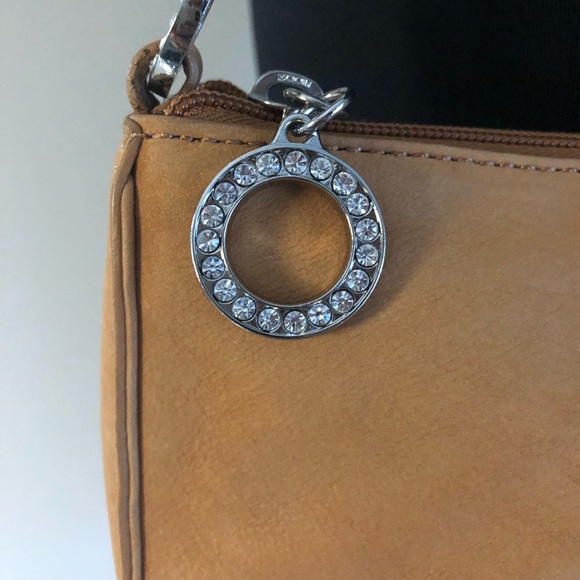 Vintage Suede Y2K Hype Acorn Tan Leather Rhinestone Small Shoulder Bag - Picture 3 of 8